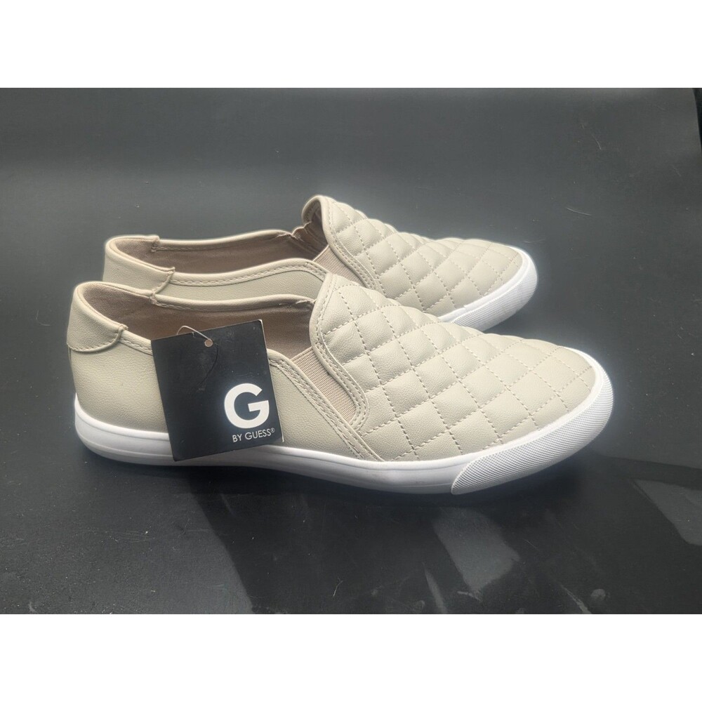 G By Guess Shoes Womens 10 M Oak Quilted Slip On Sneakers Beige Faux Leather